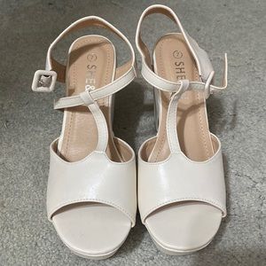 Faux Leather Platform Block Heel Sandals